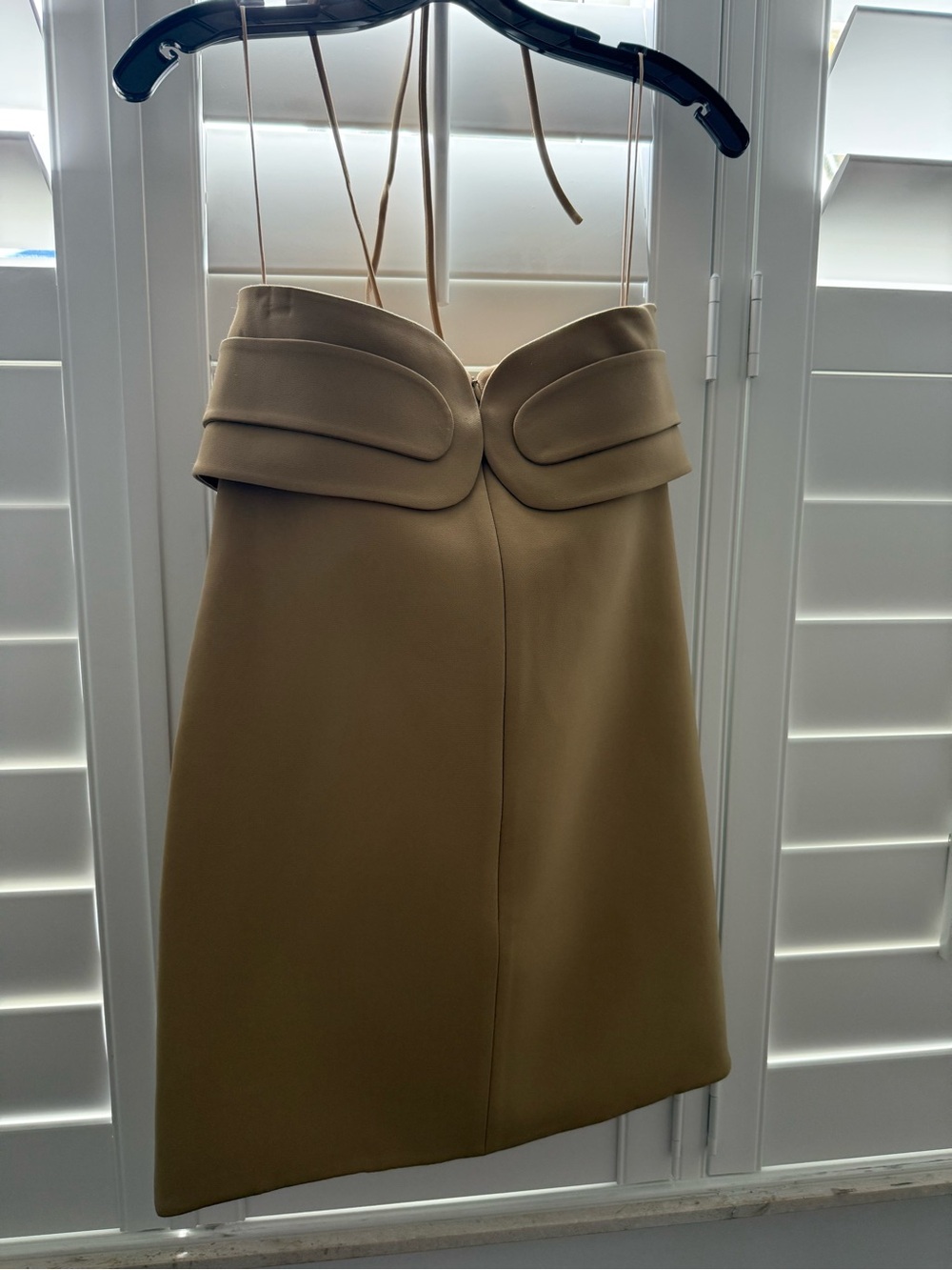Alexis Camel Mini Dress with Rosette Applique - Picture 2 of 3